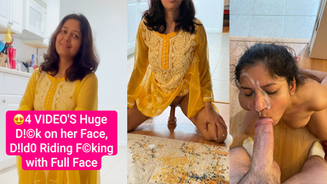 Horny Desi Wife Ride – Huge Dick Face Dildo MMS