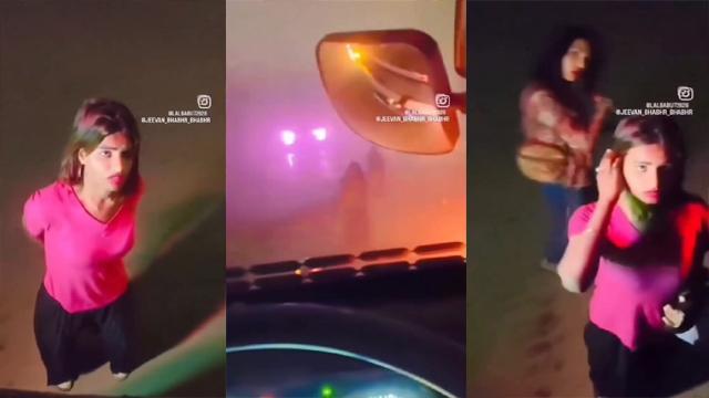 Indian hot girl showing her pussy truck driver on the road